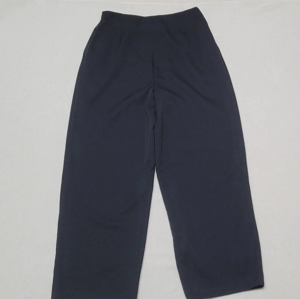 Rare Vintage 70s Western Privata Black Wool Faux Belt High Waisted Cropped Pants